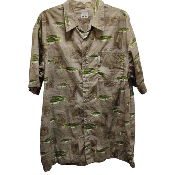 🐟Columbia River Lodge Fishing Shirt 🎣 XL Cotton Angler Print Short Sleeve🚣 - Picture 5 of 15